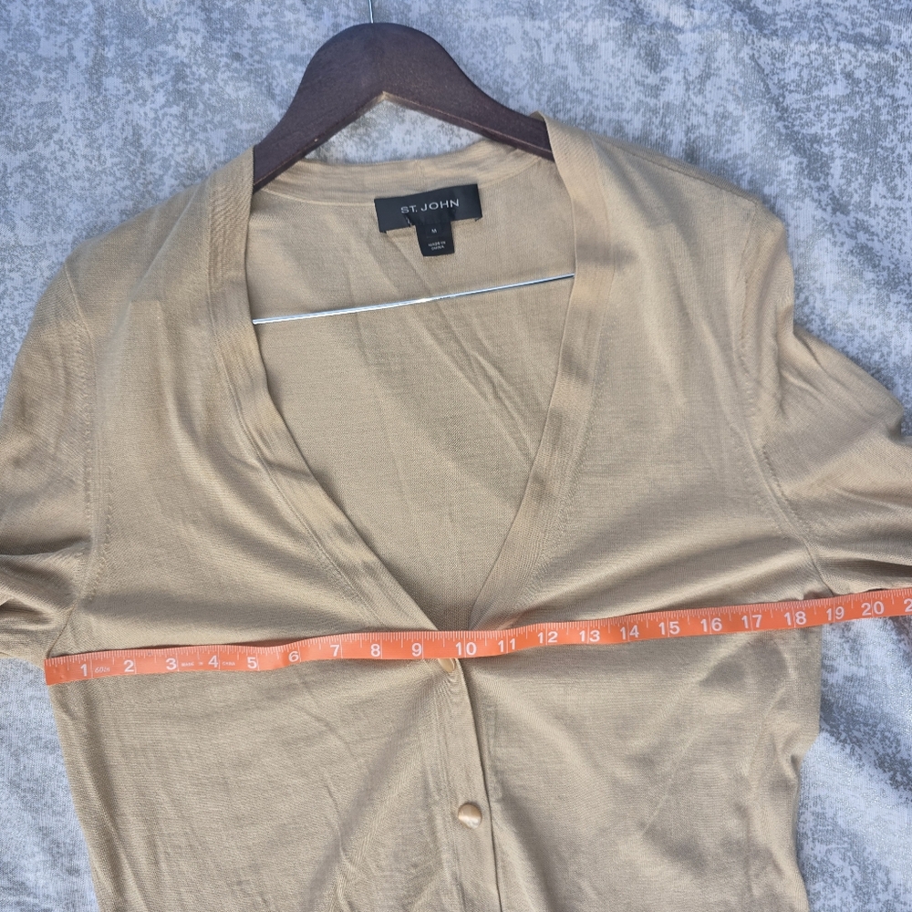 St. John Beige Lightweight Button Front Cardigan … - image 7